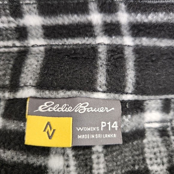 Eddie Bauer Polar Fleece Plaid Lined Pants Gray Straight Leg Petite 14P - Picture 7 of 9